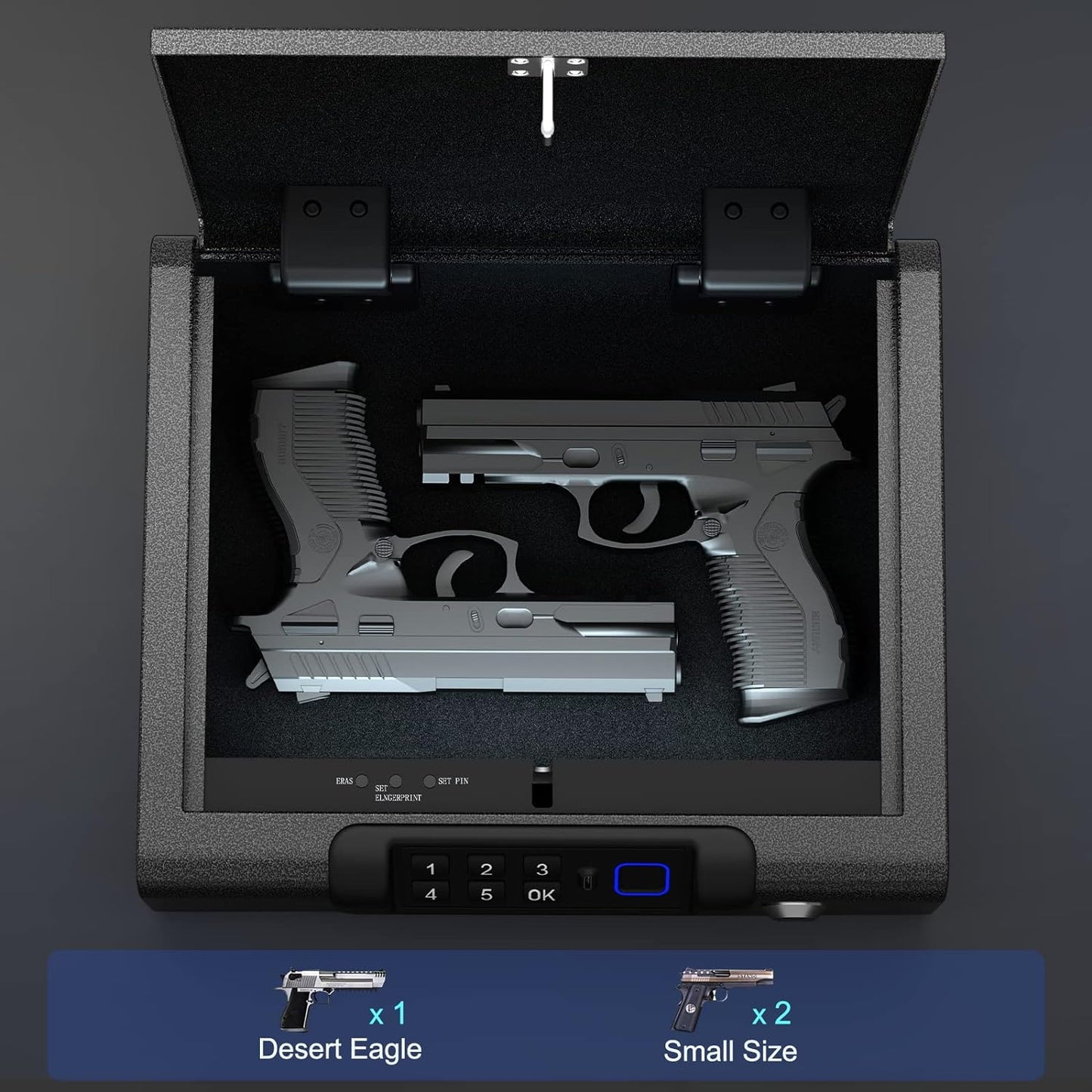 BILLCONCH Gun Safe, A2 Biometric Gun Safe for Pistols 3-Ways unlock Safe