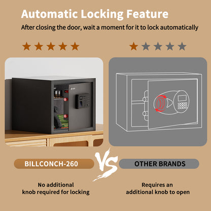 Billconch Smart Gun Safe for Multiple Pistols Model260- Automatic Lock Safe Box