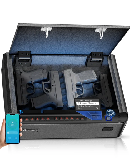 BILLCONCH Gun Safe for Pistols - Biometric Gun Safe 4 Ways Quick Access