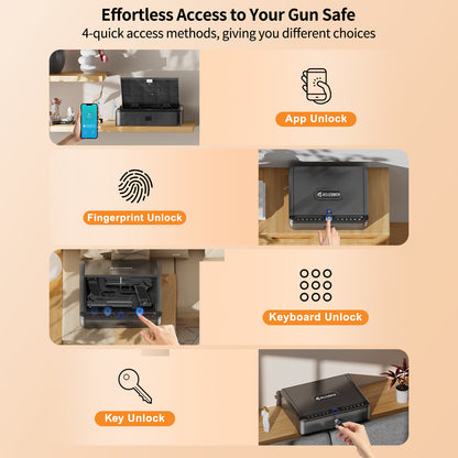 BILLCONCH Gun Safe for Handgun - Biometric Gun Safe 4 Ways Quick Access