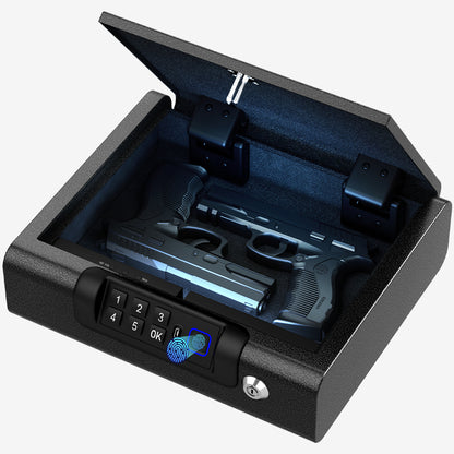 BILLCONCH Gun Safe, A2 Biometric Gun Safe for Pistols 3-Ways unlock Safe