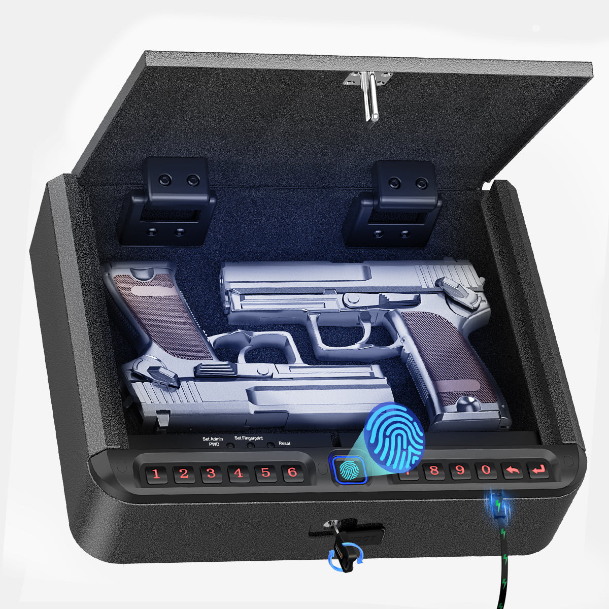 Biogun Front Box BILLCONCH Gun Safe for Handgun - Biometric Gun Safe 4 Ways Quick Acces ...